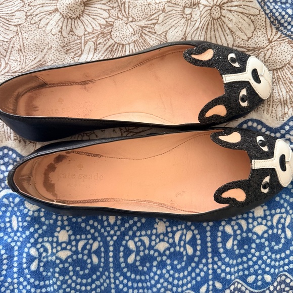 Kate Spade Winthrop Black White Boston Terrier Frenchie Ballet Flats Size 8 M - Picture 5 of 9